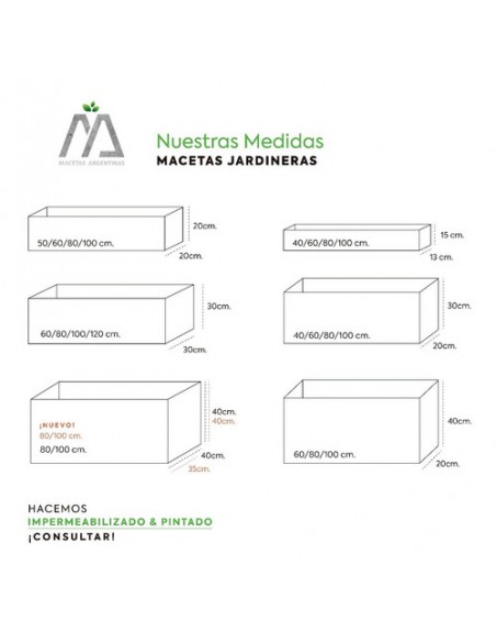 933845-MLA43166489070_082020,Macetas De Fibrocemento,jardinera De 100x20x20