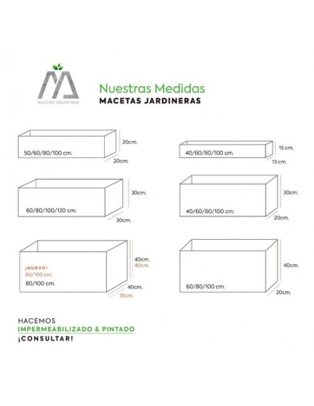 649693-MLA44760668366_012021,Macetas De Fibrocemento Jardinera 80x20x30 C/. Patas Drenaje