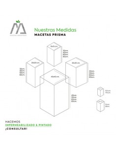 646162-MLA32569489398_102019,Maceta Fibrocemento Prisma 20x20x40 Interior Y Exterior 2