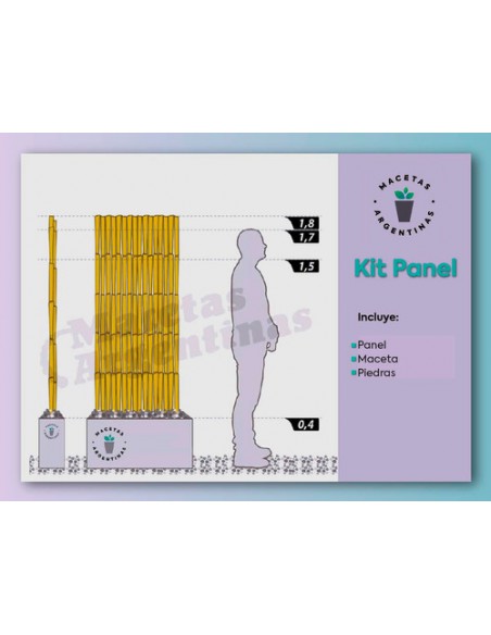 709527-MLA27478509526_062018,Kit Panel Cañas 2m Bambu Maceta Fibrocemento 60 Cm 1ºcalidad