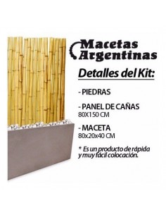 759787-MLA31062510186_062019,Kit Panel De Cañas 1,5m. Tacuara Maceta Fibrocemento 80 Cm 2