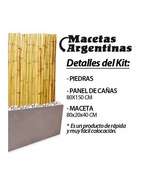 725149-MLA31062517116_062019,Kit Panel De Cañas 1,5m. Tacuara Maceta Fibrocemento 80 Cm