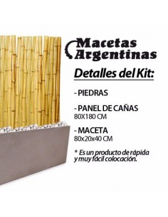 941626-MLA44973920673_022021,Kit Panel De Bambu 1,8m Maceta Fibrocemento 80cm Deco/diseño 2