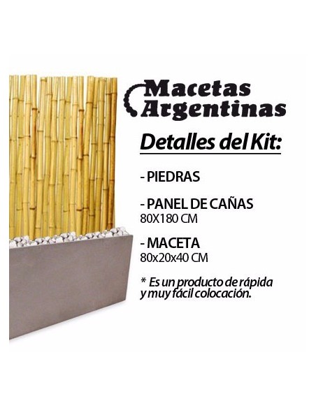 723293-MLA26126927337_102017,Kit Panel De Bambu 1,8m Maceta Fibrocemento 80cm Deco/diseño